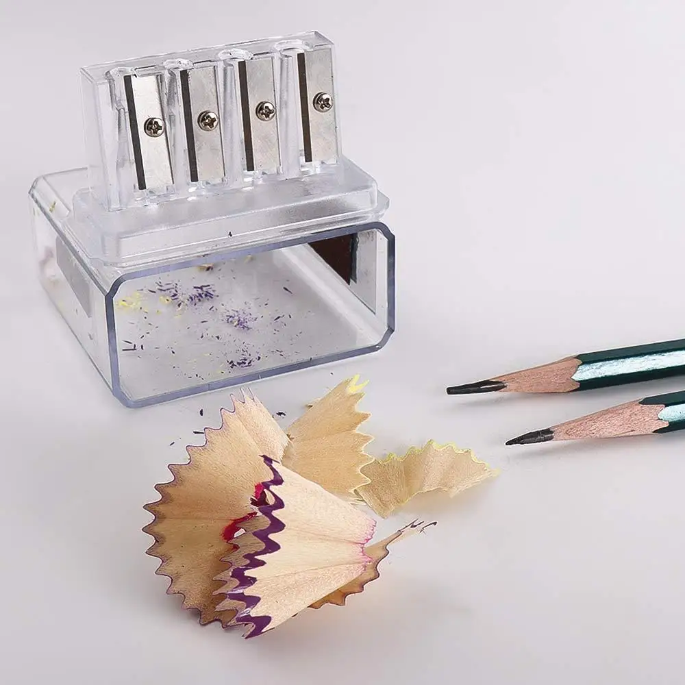 투명 4 홀 편지지 그리기 학생 학교 연필 깎이 숯 깎이 수동 깎이 미술 용품