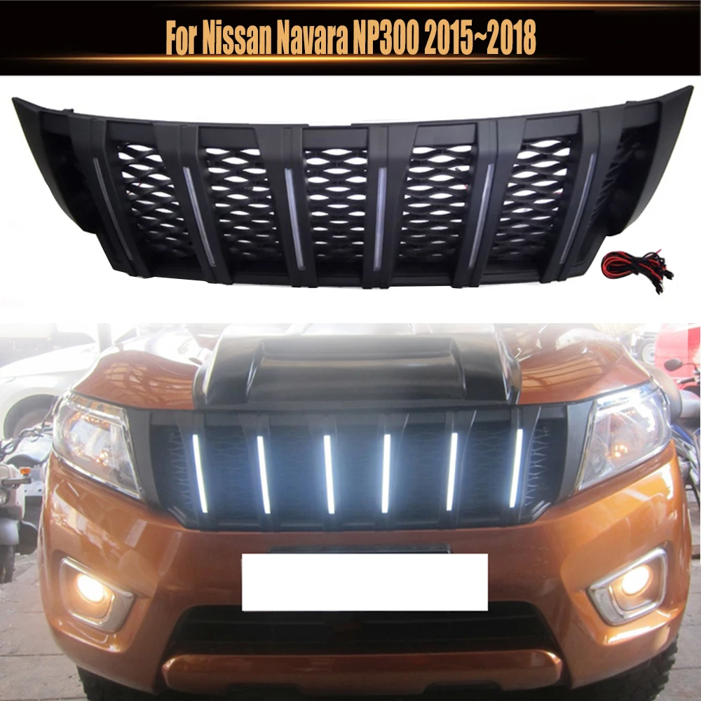 

For Nissan Navara NP300 2015 2016 2017 2018 Auto Parts Car Modified Front Racing Grille Upper Bumper Cover Grilles Mesh Grill