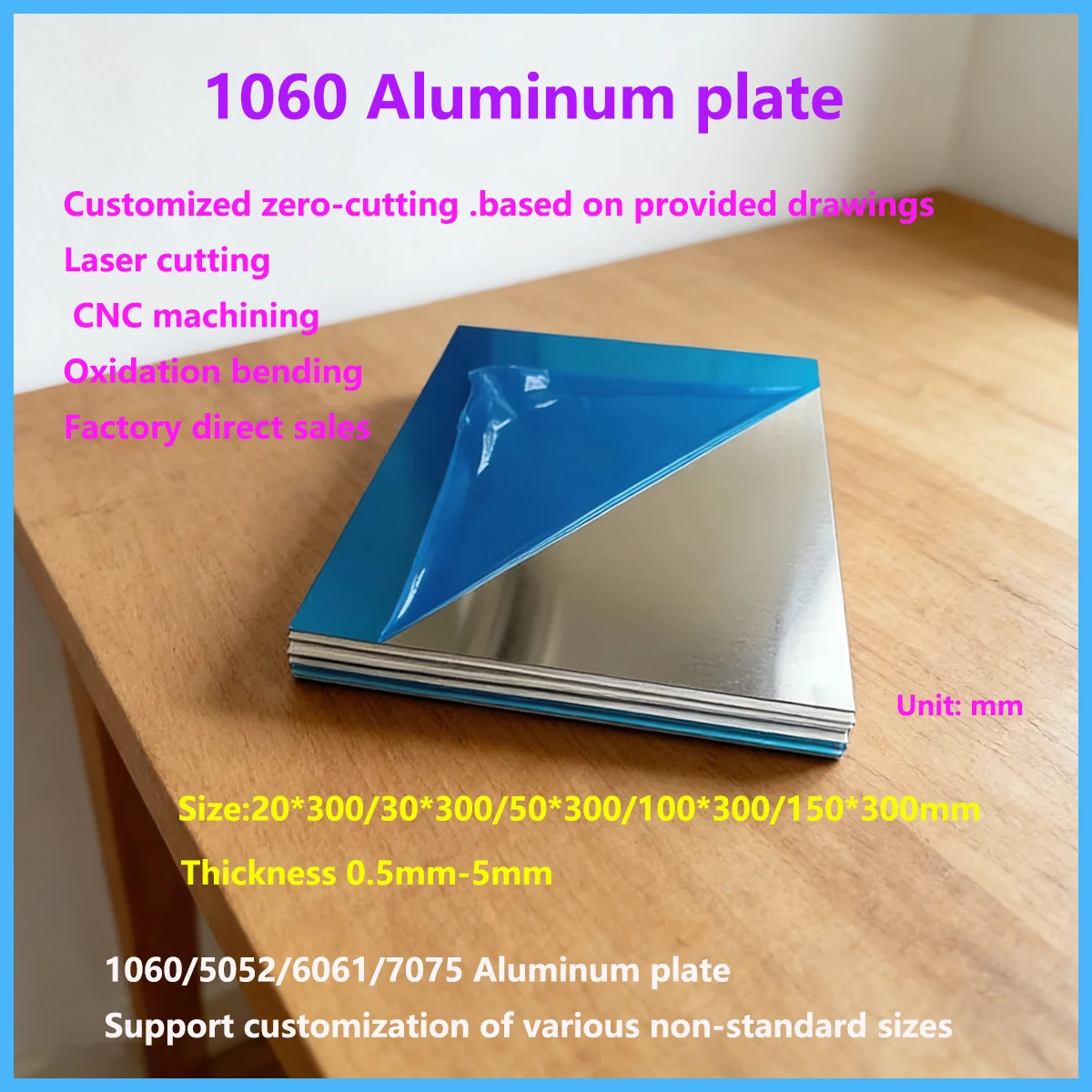 

1060 Aluminum Plate, Aluminum Alloy Thin Plate Processing, Bending, Punching And Customization Thickness 0.5mm-5mm