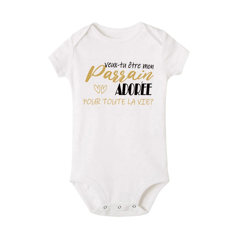 Summer Newborn Bodysuits Baby Ask for Godfather Baptism Clothes Do You Want To Be My Adored Godmother for Life Infant Jumpsuits