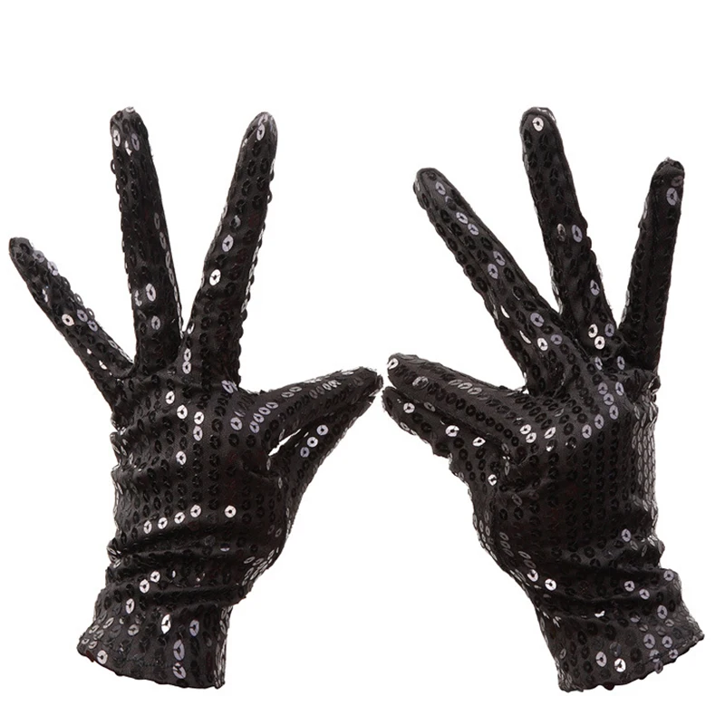 Punk Gothic Fashion Shining Sequins Gloves Women Party Music Festival Magic Stage Performance Halloween Cosplay Adult Mittens