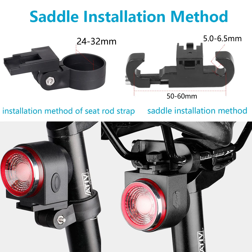 Sectyme A8pro Bicycle Taillight Alarm Brake Sensing Light Wireless Remote Control USB Charging Burglar Alarm Bike Rear Lamp