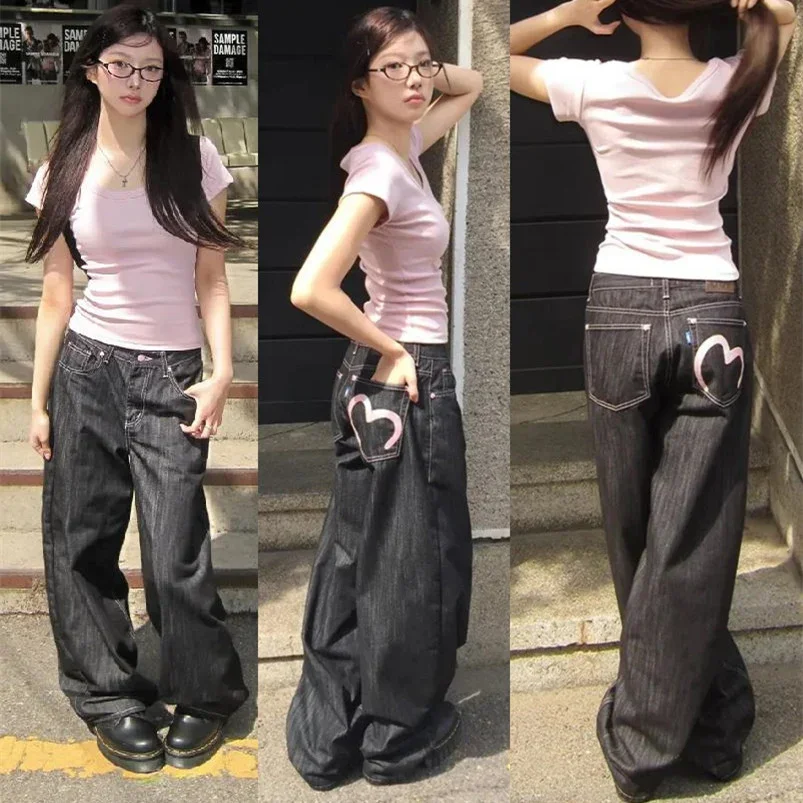 2026Autumn Winter Women's Denim Jeans Y2K Wide Fit Baggy Jeans Grunge Harajuku Cowboy New In Pants Korean Mom Jeans Punk Retro