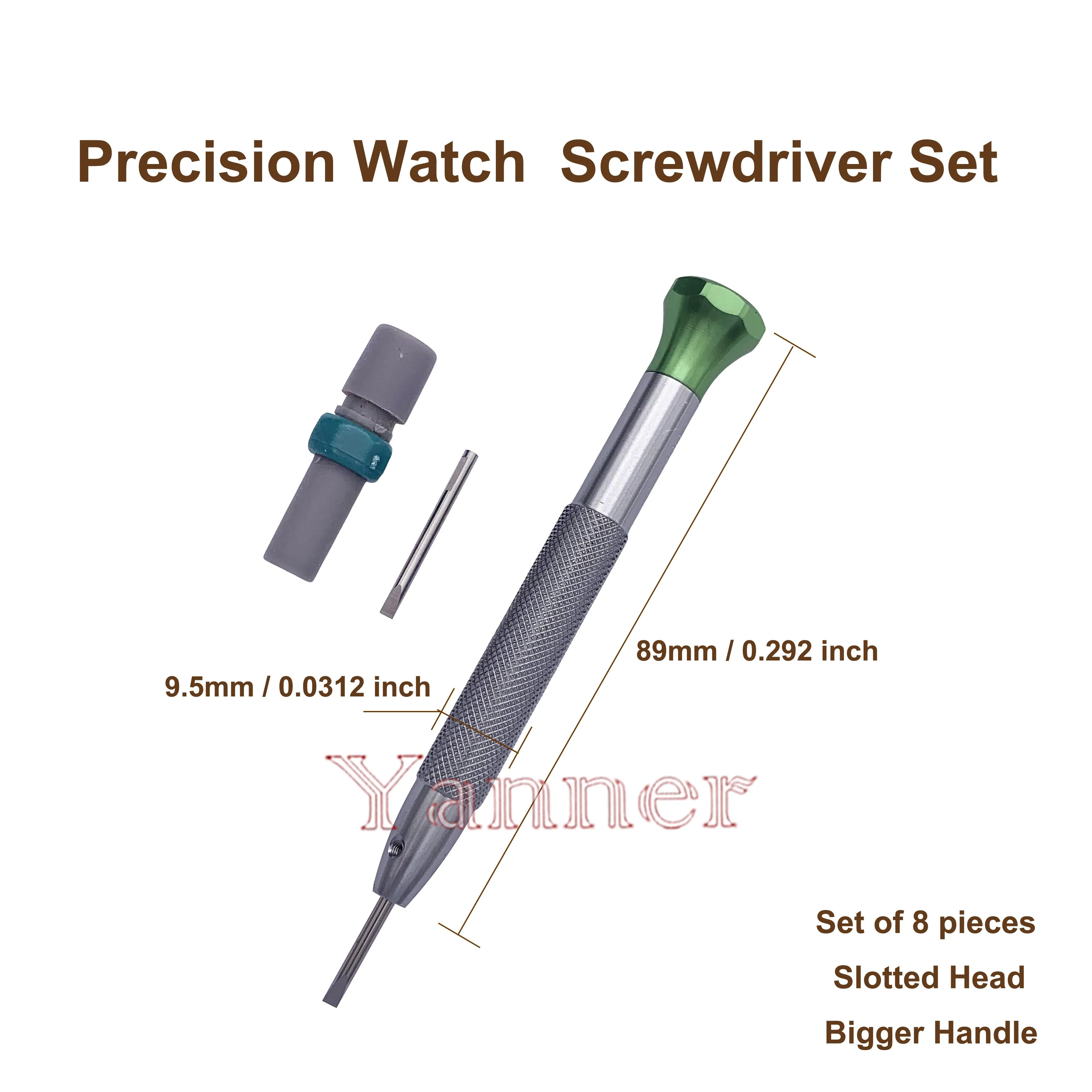 طقم مفك براغي 8 قطع مشقوق 0.6 ملم - 2.0 ملم طقم مفك براغي صانع الساعات شديد التحمل متعدد الوظائف لإصلاح الساعة