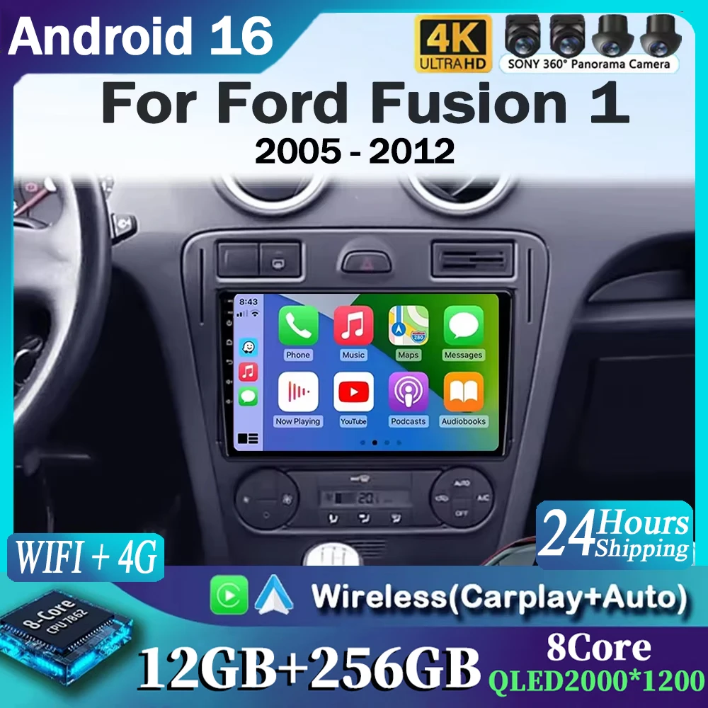 Pour Ford Fusion 1 2005 - 2012 Android 16 RS3 Sportback Lecteur Multimédia de Voiture Carplay Lecteur Vidéo Radio Stéréo WIFI 4G DSP Navigation