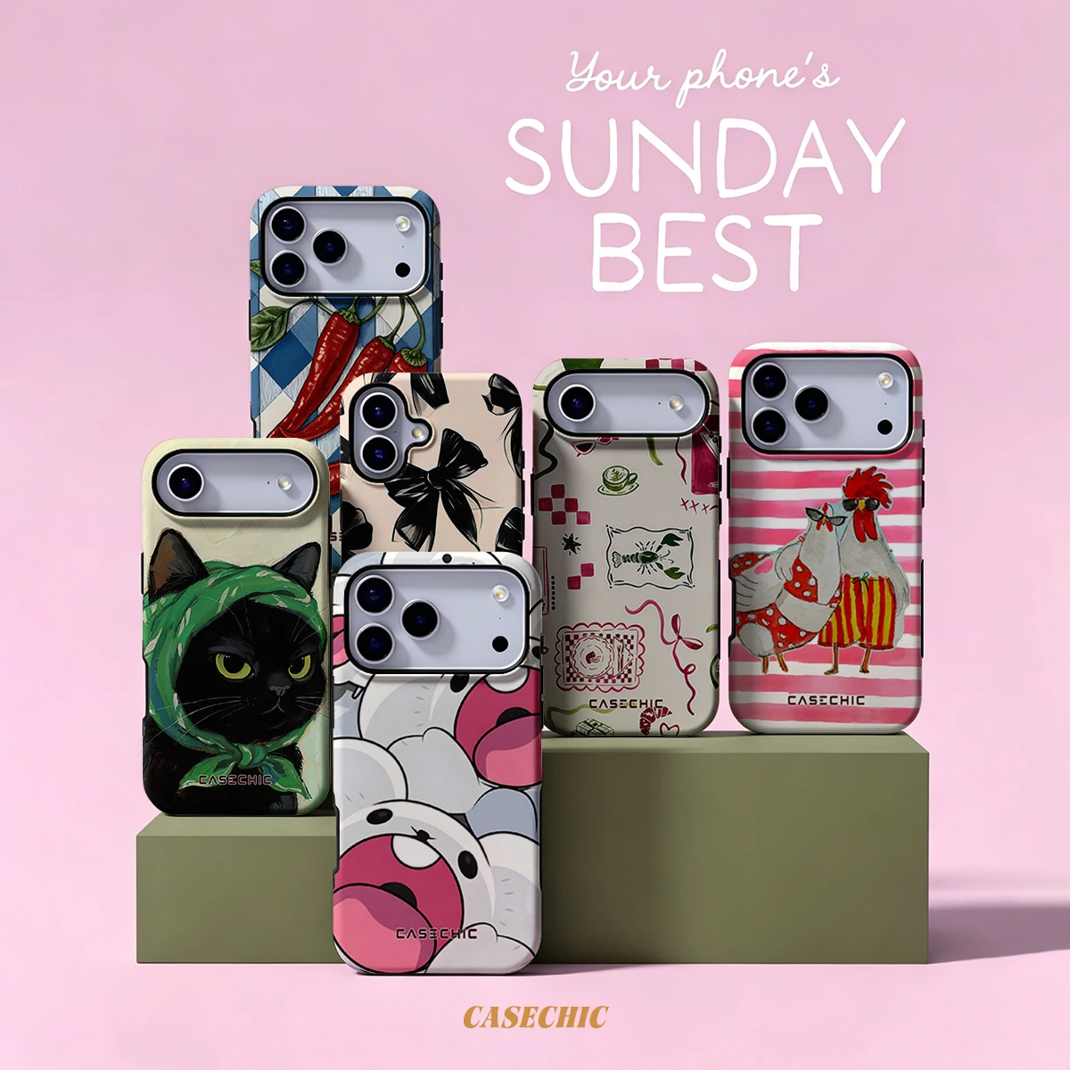 Chibi White Bears For Samsung Galaxy S26 S25 S24 A56 A36 Dual Layer Luxury Fashion Full Lens Protective phone Cover CaseChic