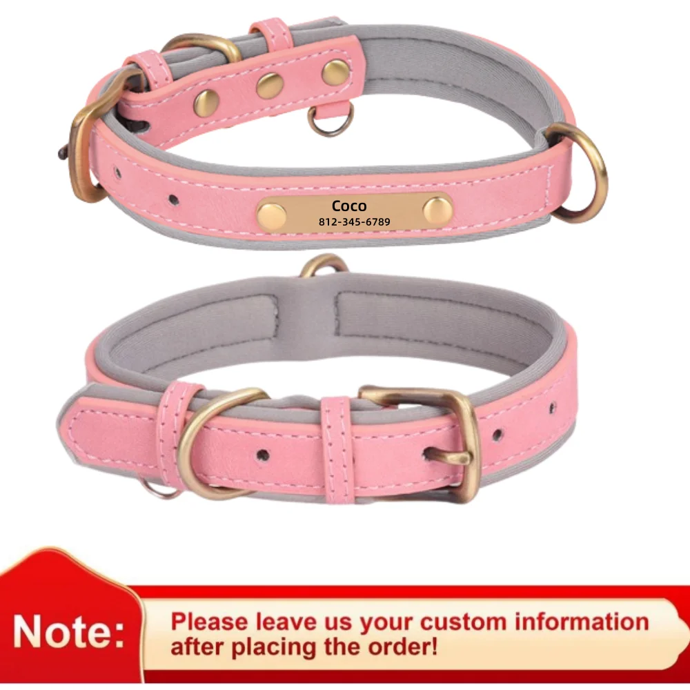 Collar Personalizado Para Perro – Suave Y Acolchado Con Placa De Identificación (S-XXL)