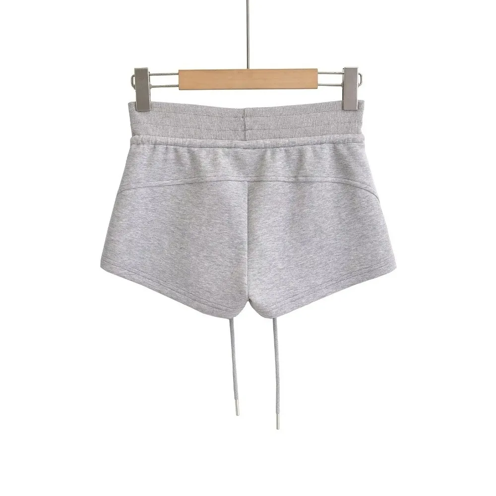 Casual Drawstring Women Sports Shorts Low-rise Slim Fitting Sweat Shorts Black/Grey Casual Pants Women