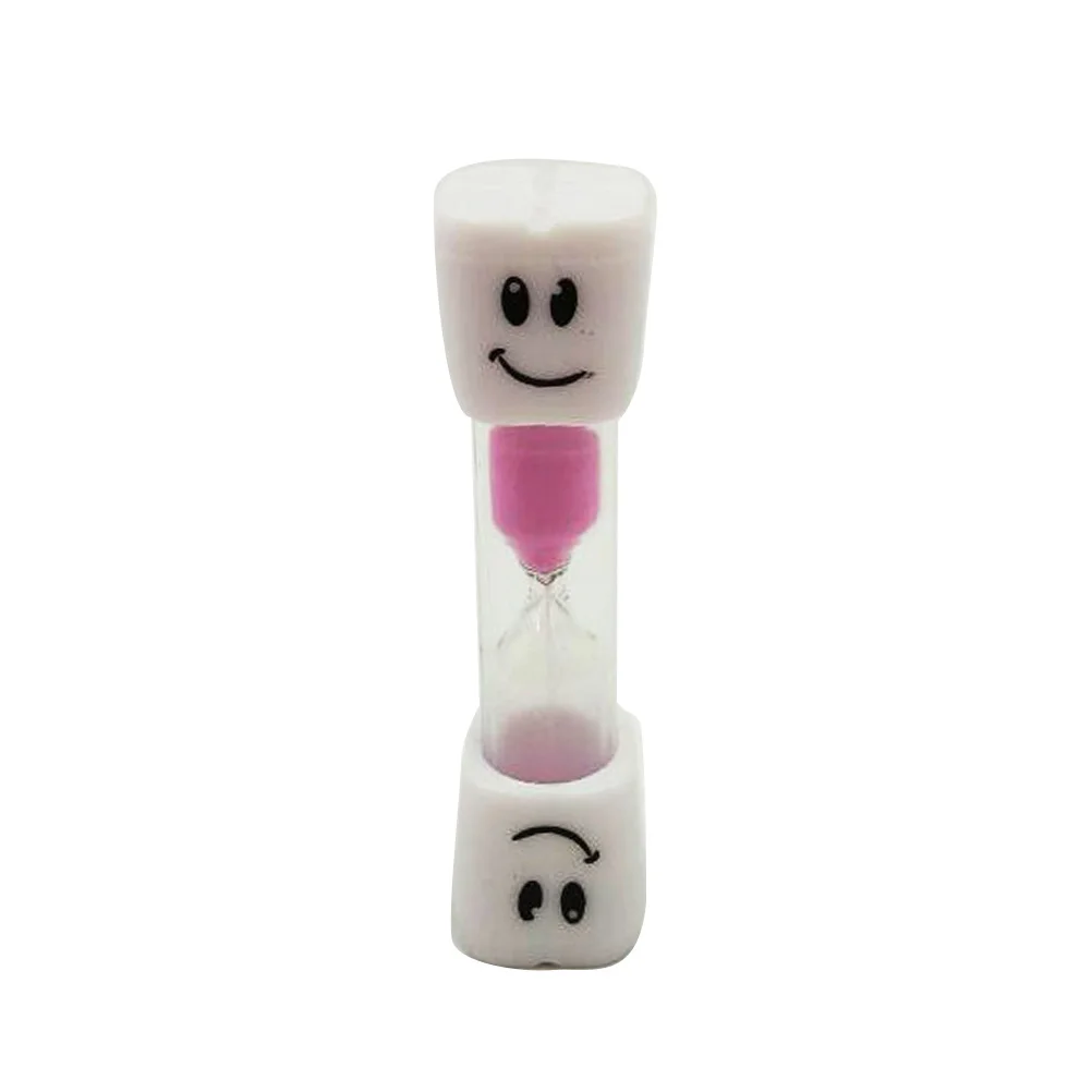 Cartoon Smile Face Timer Toothbrush Hourglass Pink Sand for Brushing Teeth Kids