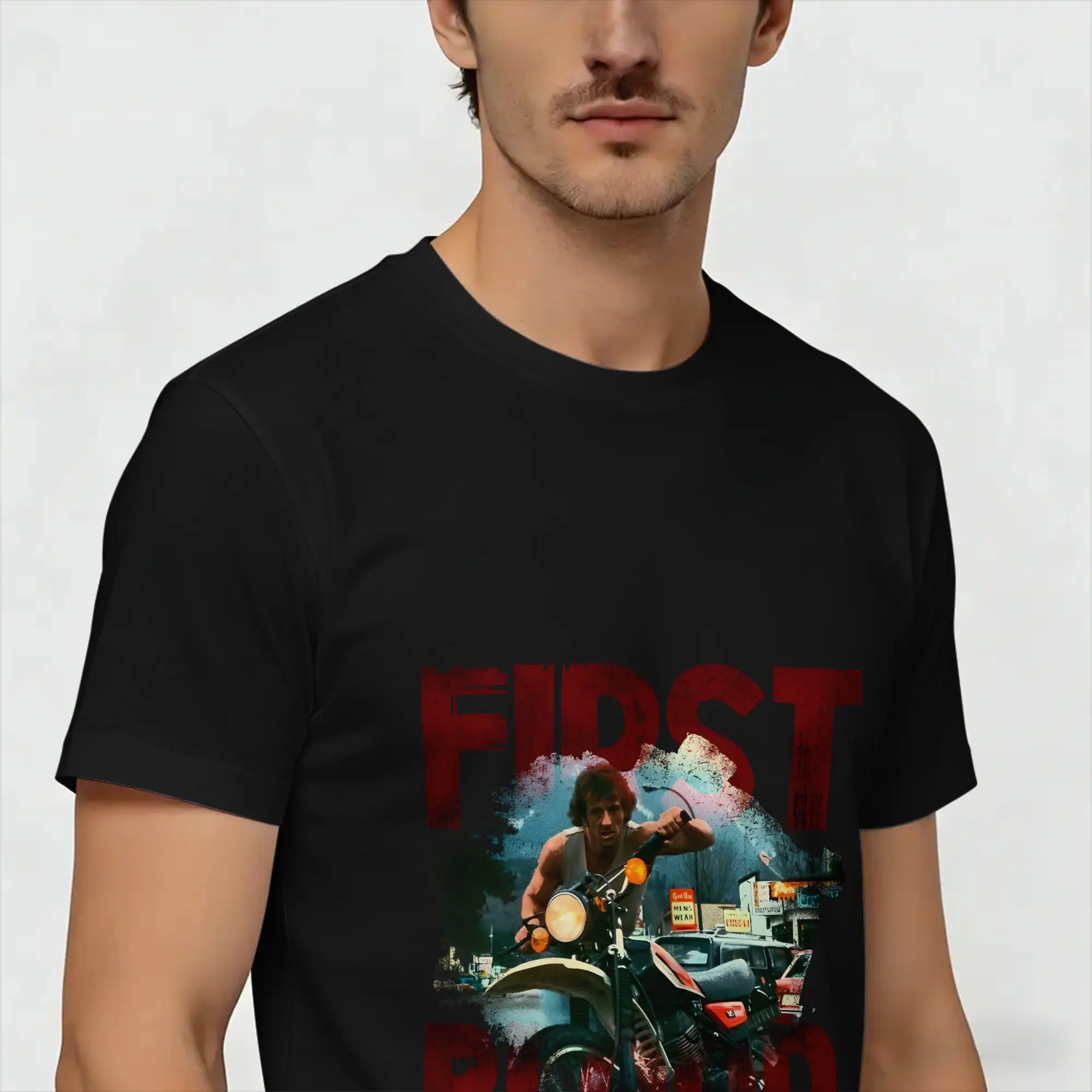 John Rambos   T Shirt Men Pure Cotton Novelty T-Shirt Round Neck  Tees Short Sleeve Clothing Printing view 4