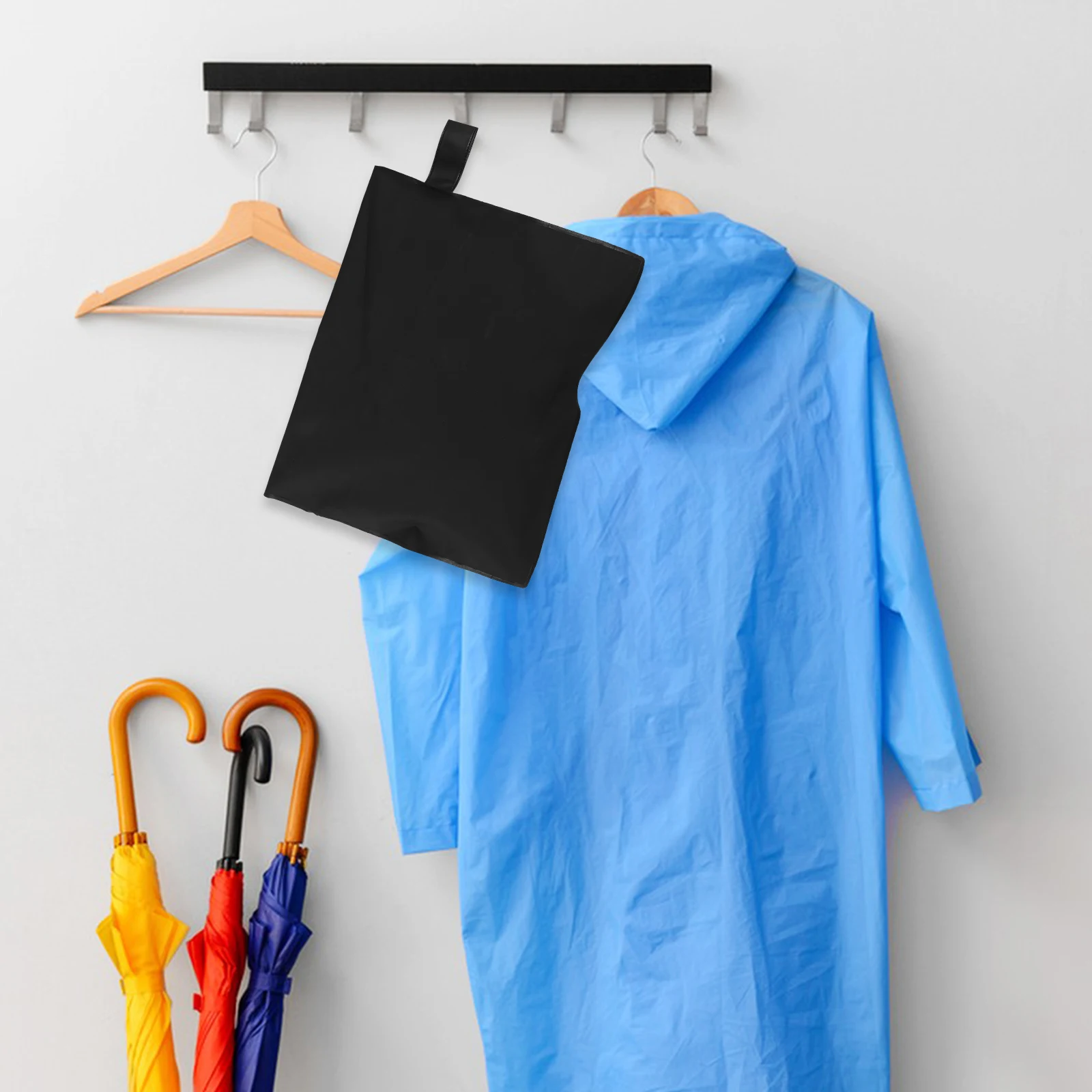 

Foldable Storage Bag With Strap Portable Pouch Lightweight Durable Eva Material Easy To Carry Raincoat Bag With Straps