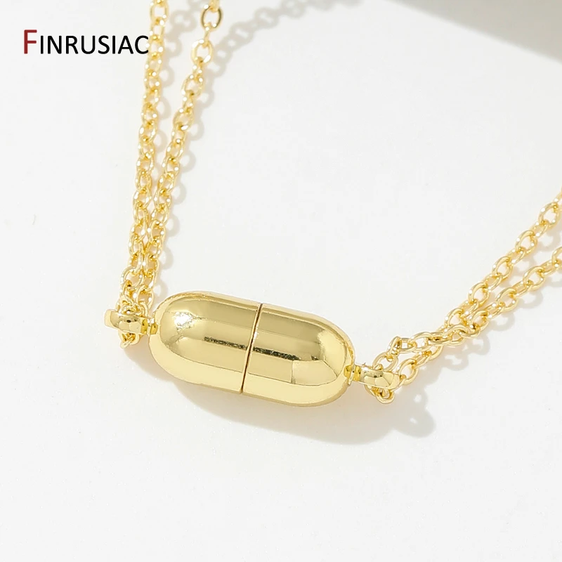 18K Gold Plated Brass Round Magnetic Clasps End Clasp Connectors For DIY Jewelry Making Bracelets Necklace Accessories