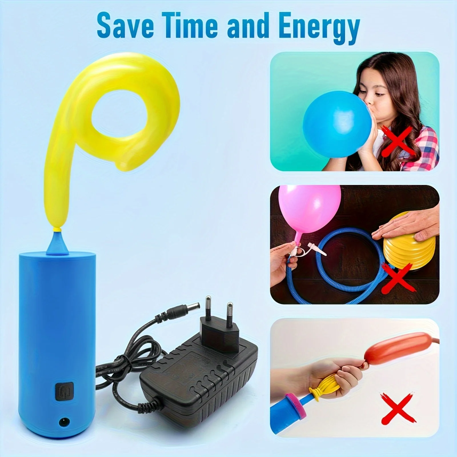Presione para inflar globos inflador reutilizable globo bomba largo Mylar globo inflador para fiesta/cumpleaños/Navidad/decoraciones
