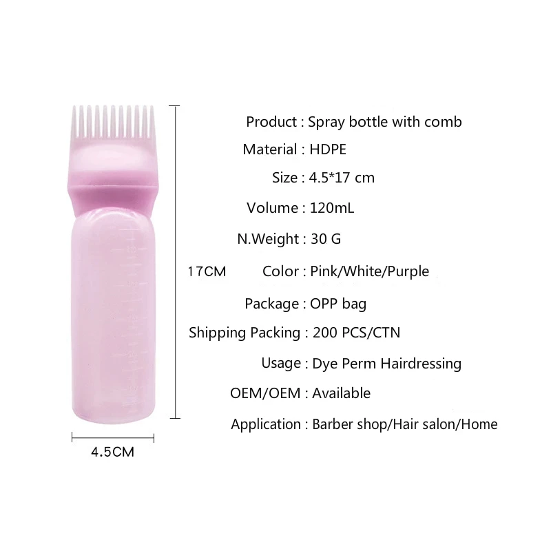 3 Color Salon Hair Oil Applicator Bottle Professional Hairdressing Dyeing Comb Bottles Barbershop Hairdresser Coloring Supplies