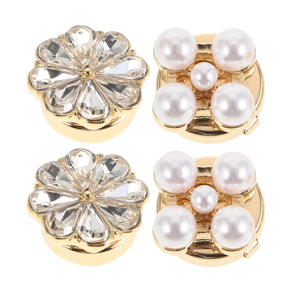 4 Pcs Flower Cufflinks Fashion Sleeves Removable Retro Brooch Clothing Fake Small Fragrance The Flowers Miss