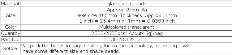 OlingArt 2MM 45G/Packung Glas-Saatperlen Mehrfarbige Transparente Runde Abstandsperlen DIY Schmuckherstellung Zubehör – Detail 1