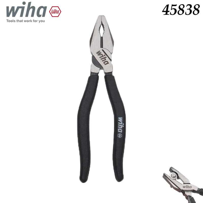

Wiha 45838 Профессиональные комбинированные плоскогубцы для тяжелых работ, ручной инструмент для электриков, строительства и ремонта своими руками