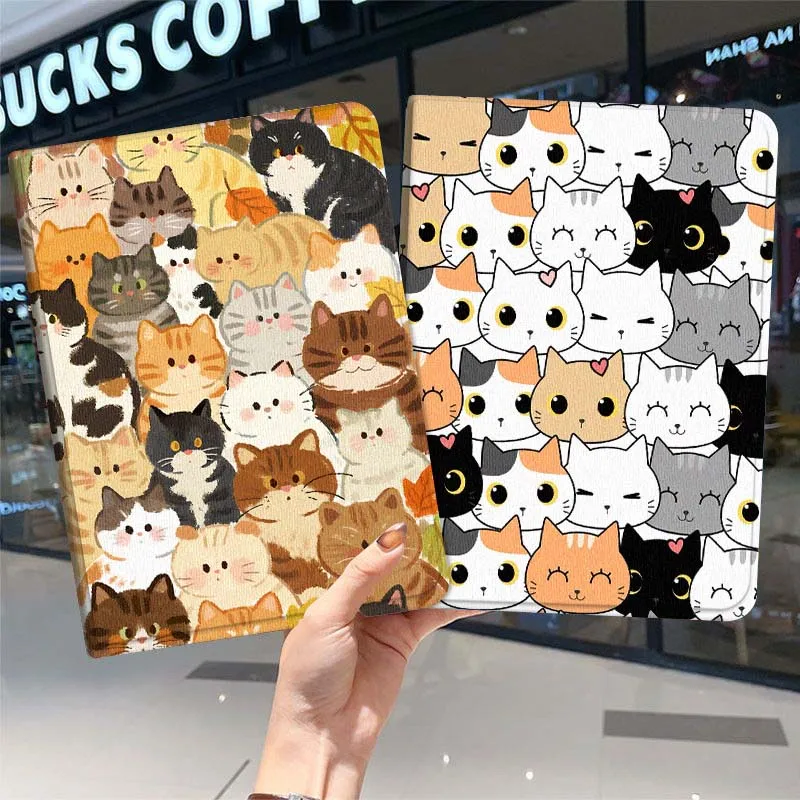 

Cute Cat Cartoon Anime For iPad Pro Air Mini 1 2 3 4 5 6 7 7th 8th 9th 10th 11th 10.2 9.7 10.5 10.9 11 Tablet Case Cover