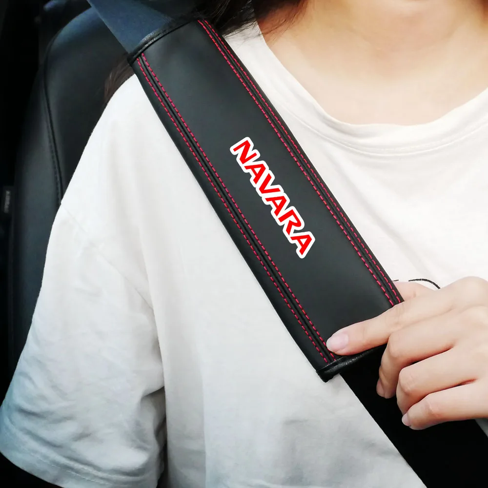 1 Pcs Car Seat Belt Leather Safety Belt Shoulder Cover Protect Pads Case for Nissan Navara NP300 D23 D40 Car Accessories