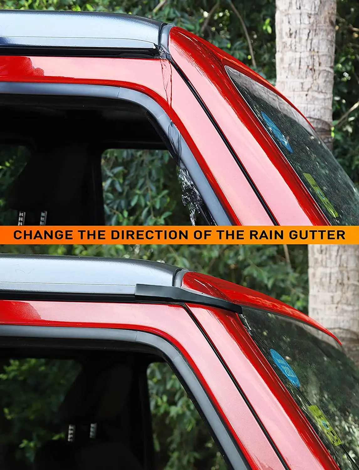 Car Roof Rainwater Shield Diversion Channel Slot Extend Rain Water Gutter Guard For Jeep Wrangler JL 2018-2024 Exterior Parts