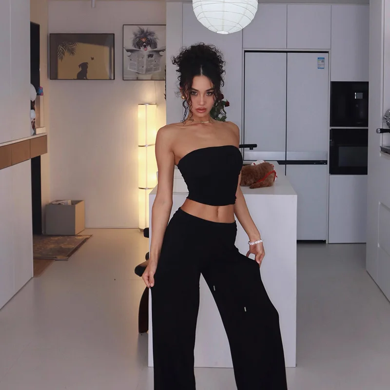 Top Strapless Y2K para Mujer, Color Sólido, Espalda Descubierta, Tejido de Punto, Tendencia de Moda para Primavera Verano 2026, Top Sexy para Amazon Europa y América