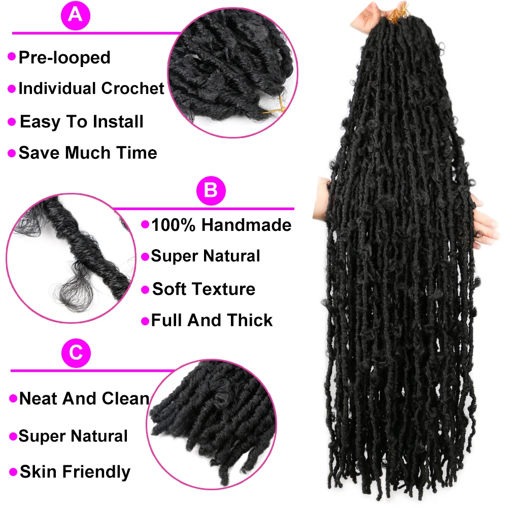 Extra Long 36 Inch Butterfly Locs Crochet Hair Distressed Butterfly Locks Crochet Braids Messy Soft Faux Locs Pre Looped