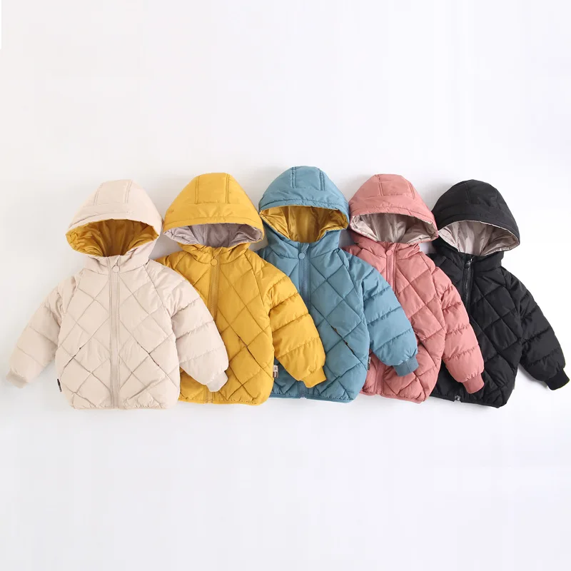 Autumn Winter Children Girl Down Jacket Cotton Padded Contrast Infant Baby Girls Parka Velvet Toddler Girl Hooded Outerwear Coat