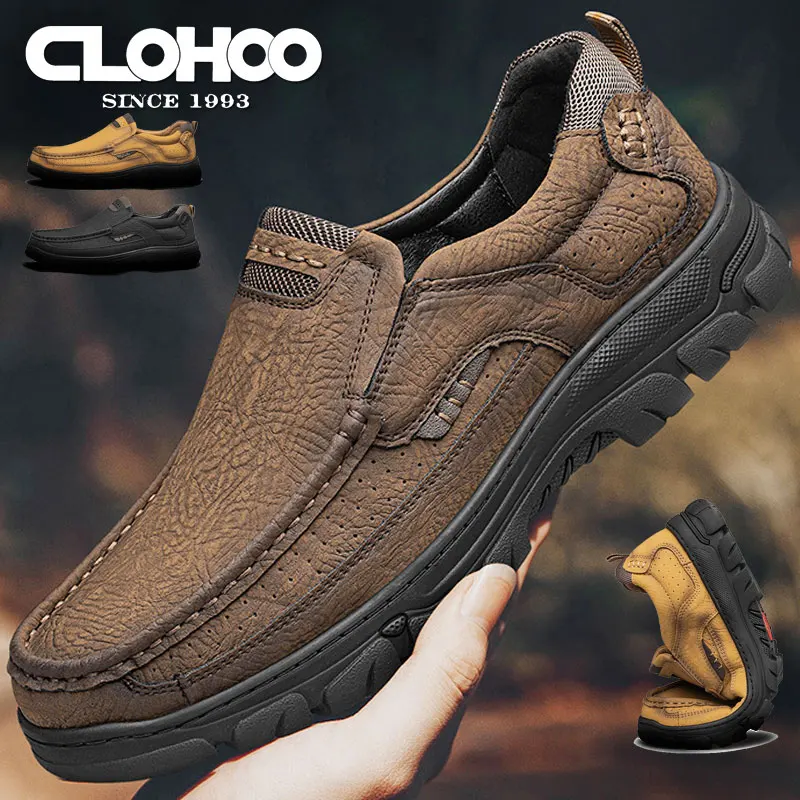 

CLOHOO Handmade Men's Casual Loafers Fashionable Soft Stitching Men's Shoes Comfortable Leisure Footwear