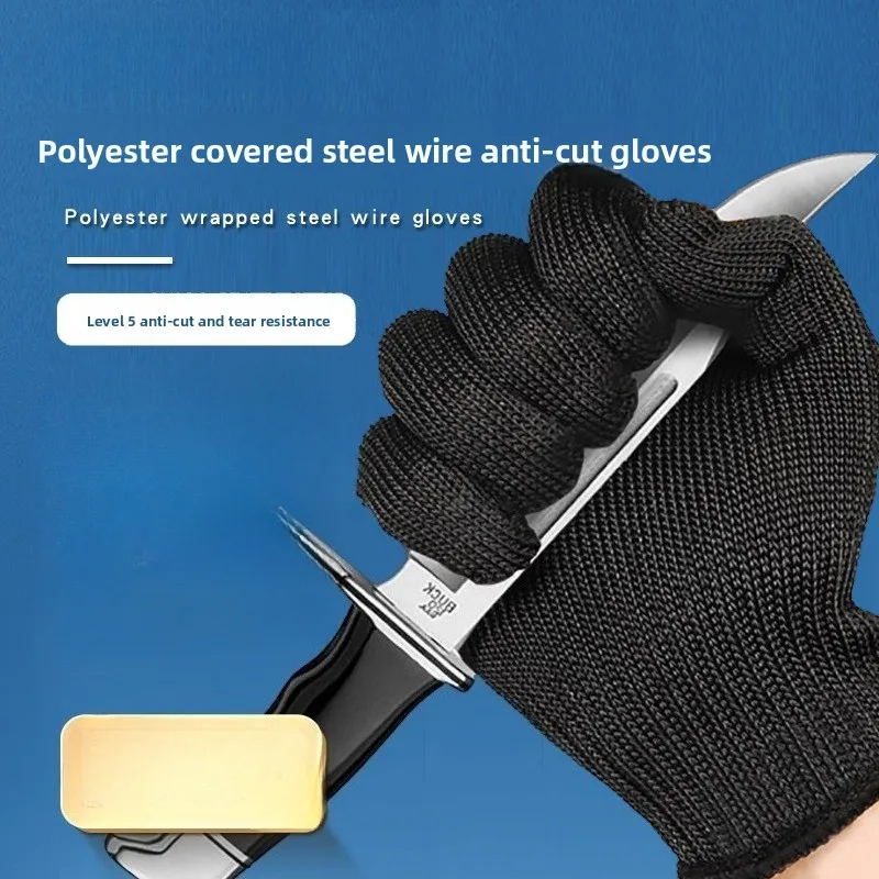 

A Pair Anti Cut Proof Gloves Hot Sale Black Anti Cut Level Safety Work Gloves Glass Cutting Safety Protection