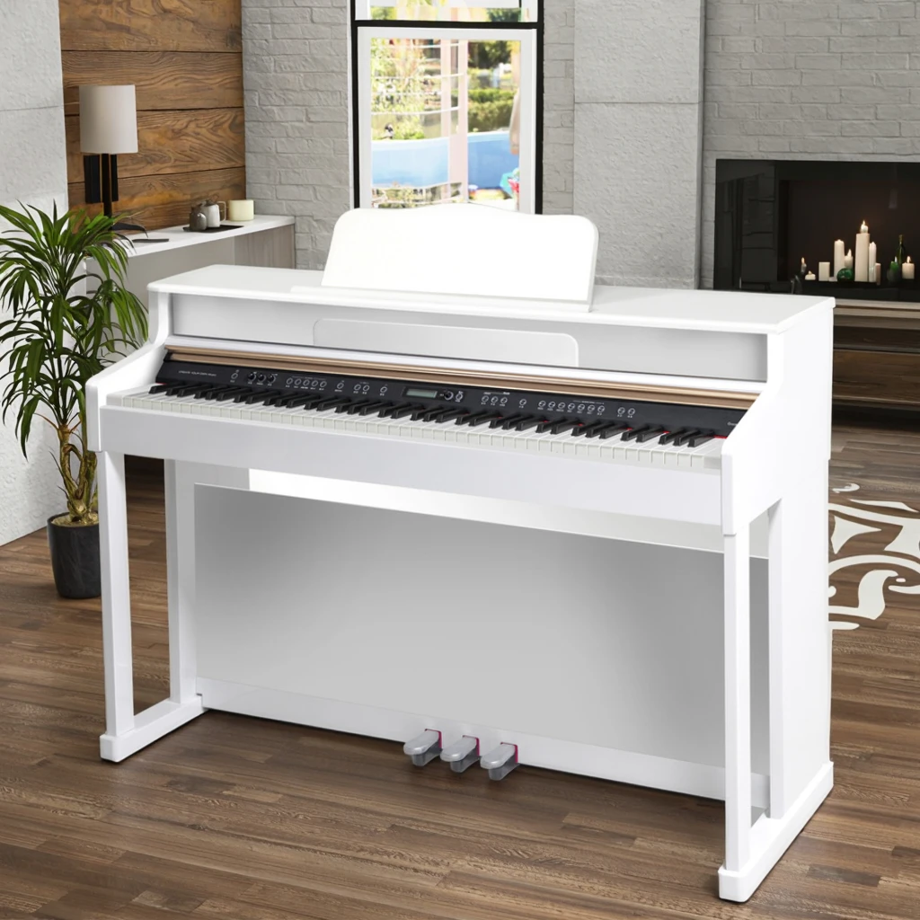 88‑Keys Hammer Action Upright Digital Piano MIDI Interface Weighted Keyboard Wooden Cabinet for Home Practice Performance