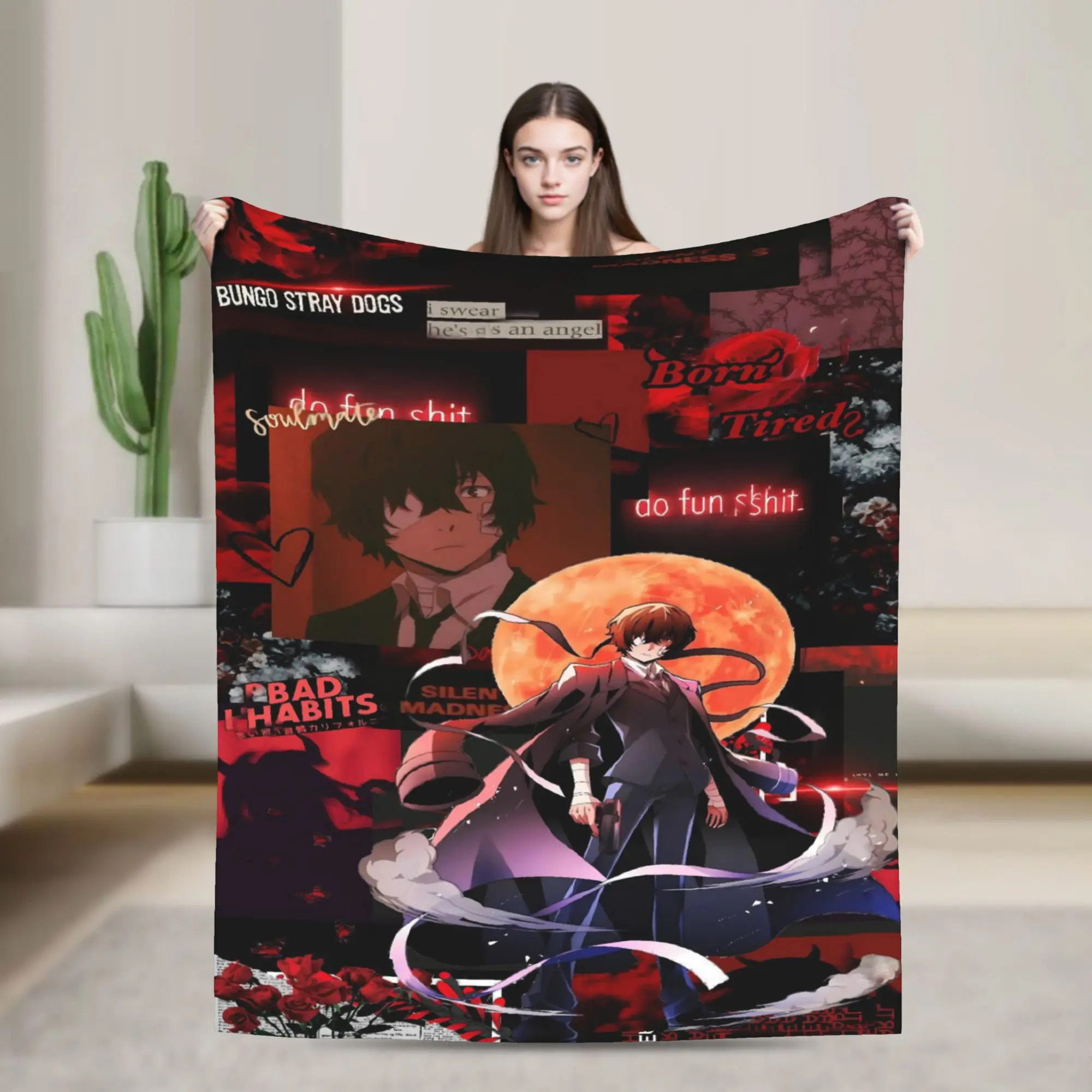 Dazai Bungo Stray Dogs Blanket Quality Super Soft  Throw Blanket Winter Picnic Bedroom Fluffy Bedspread