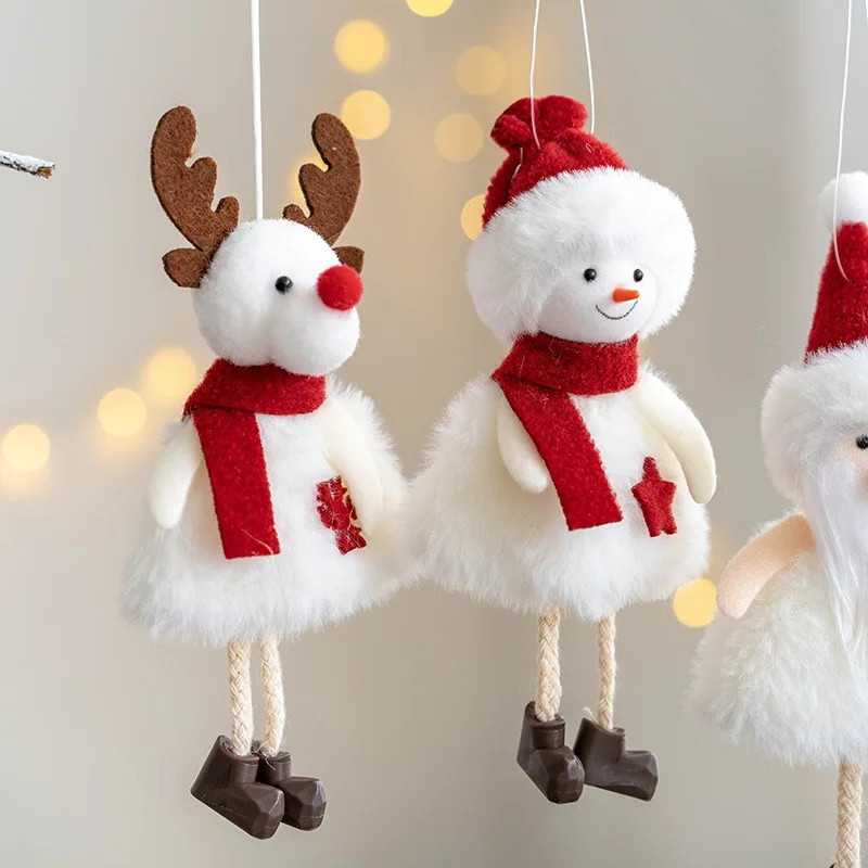 Christmas Decoration Plush Angel Girl Doll Pendant Xmas Tree Hanging Ornaments  Plush Santa Snowman Angel Pendant Decor Gift Toy