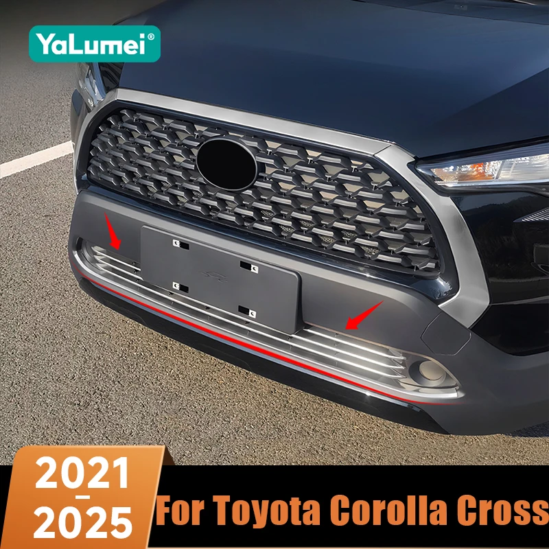 For Toyota Corolla Cross XG10 2021 2022 2023 2024 2025 Hybrid 5Pcs Car Front Bumper Lower Grille Trim Bright Strip Accessories