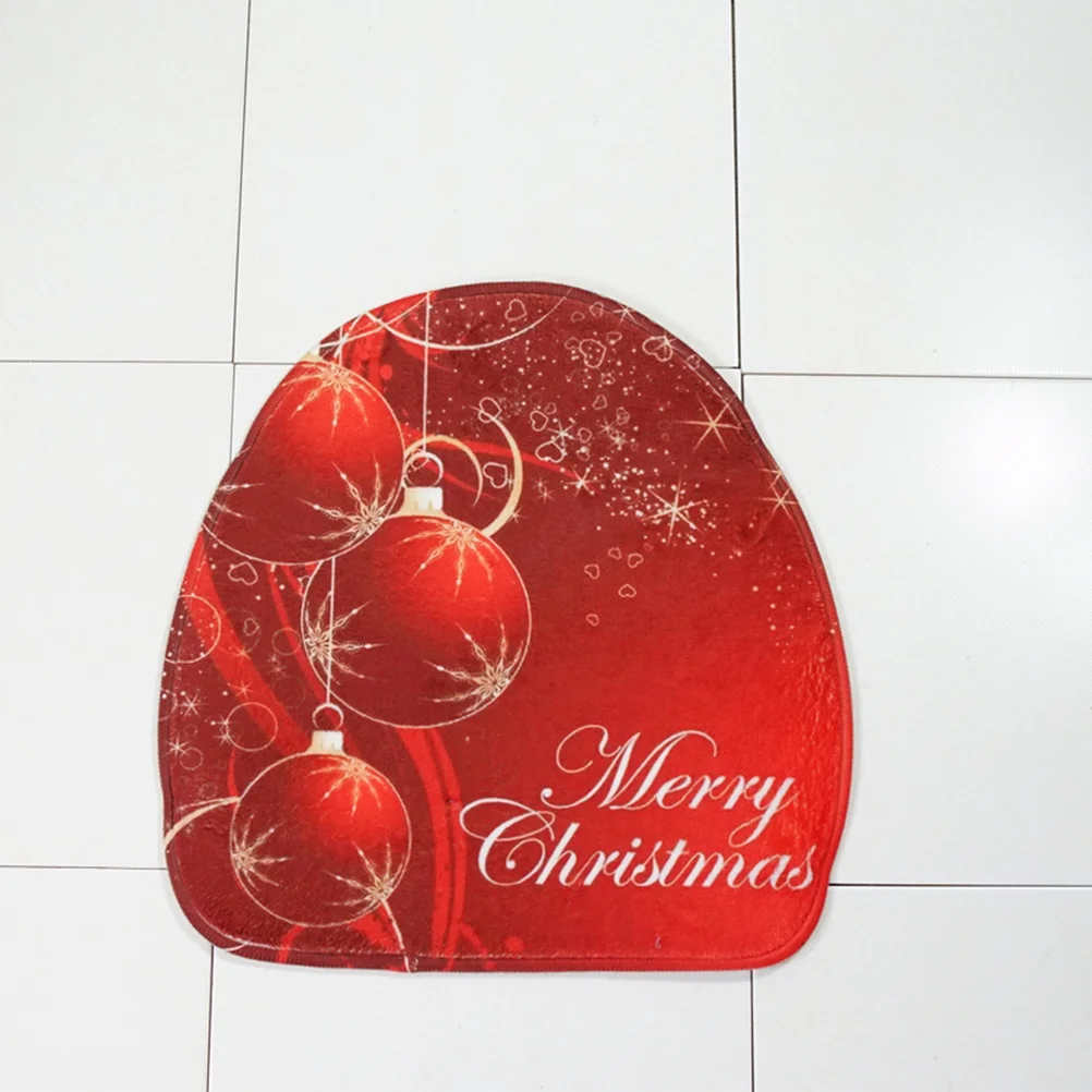 

Christmas Ball Pattern Bathroom Red Anti-Slip Washable Toilet Floor Mat Closestool Mat Set Toilet Rug Set