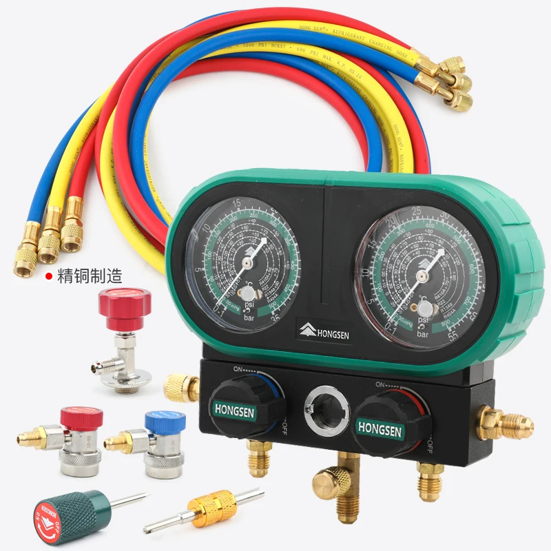 Fluorine gauge R410R32 refrigerant and liquid dual gauge automotive air conditioning snow type pressure gauge