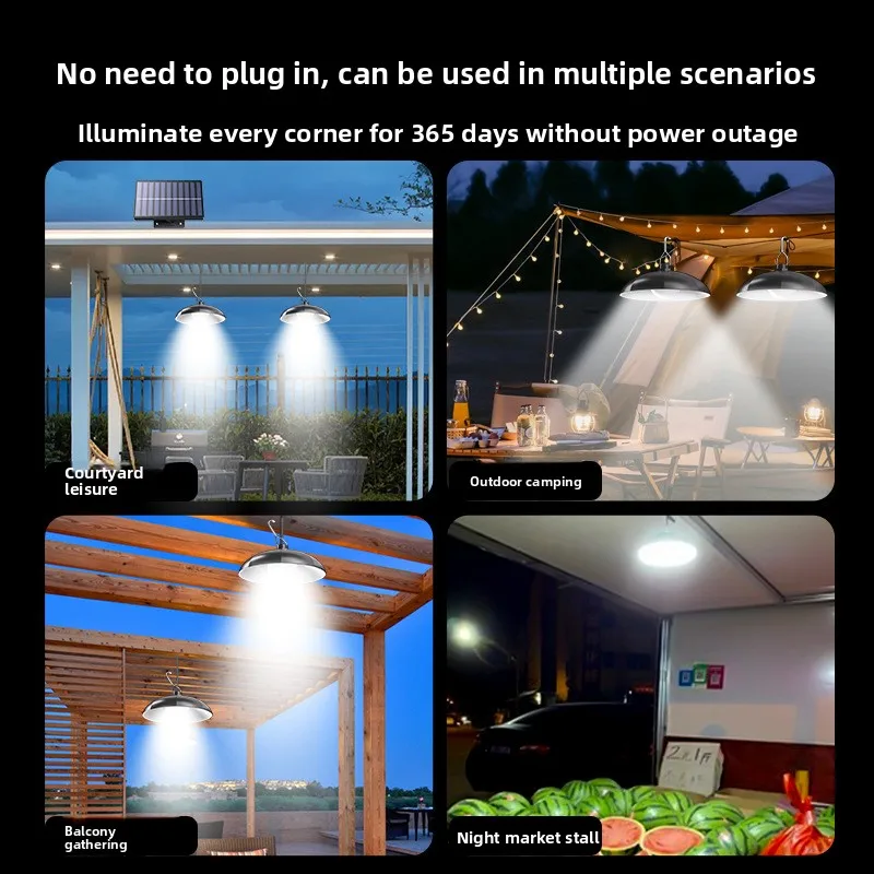 Single/Double Head Solar Pendant Light Led Solar Powered Lamp White Light With Remote Control Chandelier Camping Outdoor Garden