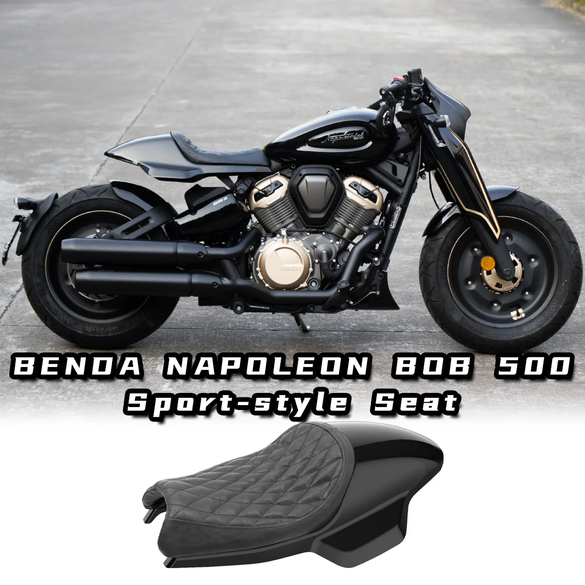 Customized Retro Motorcycle Sport Style Comfortable Flat Double Seat Cushion With Rear Fender for  BENDA NAPOLEON BOB 500