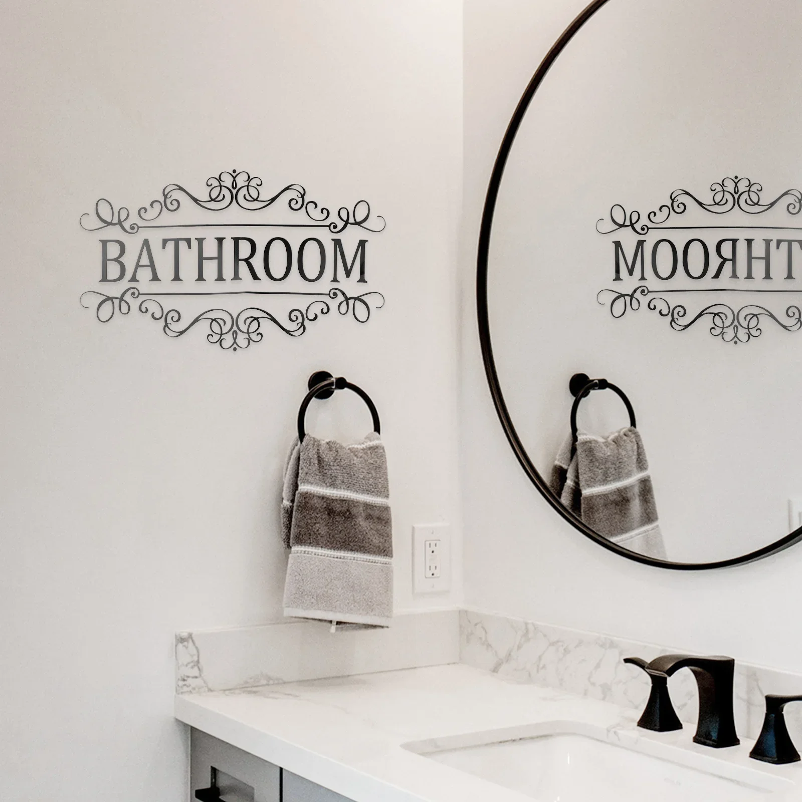 Bathroom Rules Wall Sticker Vinyl Door Sign For Washroom And Toilet Decor Made From Waterproof Matte PVC For Smooth Walls