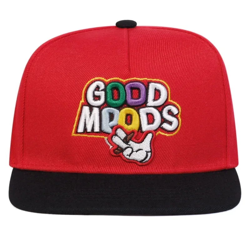 Vibrant Floral Hand Patch Embroidery Snapback Cap, Flat Brim Bold Street Hip Hop Adjustable Baseball Hat for Men Women