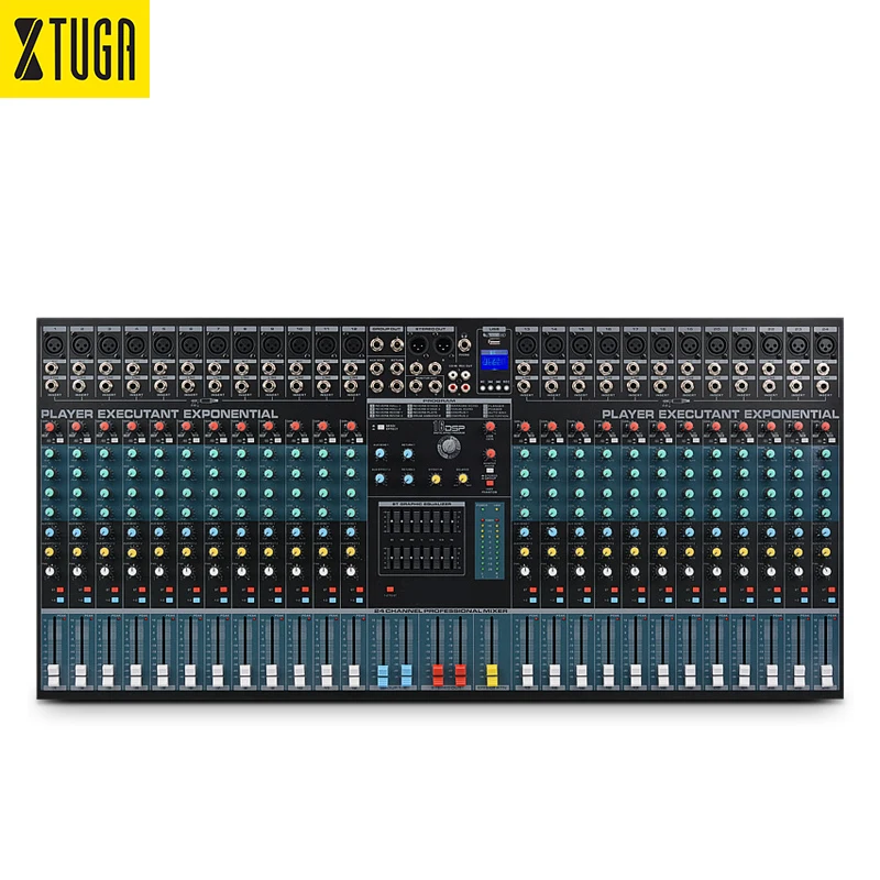 XTUGA EMX24 High Quality 16DSP Stage Equipment 24 Channel Mixer Audio Professional With Dual 7 Band Equalizer