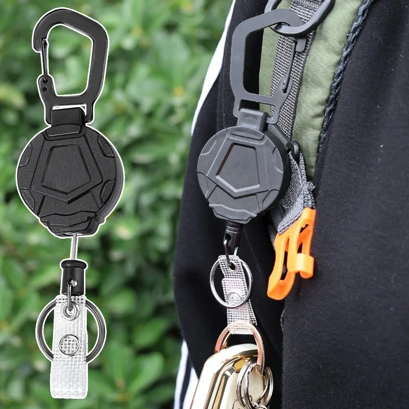 1/2/4/8pcs Extendable Retractable Holders Keychain Badge Reels Heavy Duty Clip with Carabiner Key Chain for Men Outdoor Bags