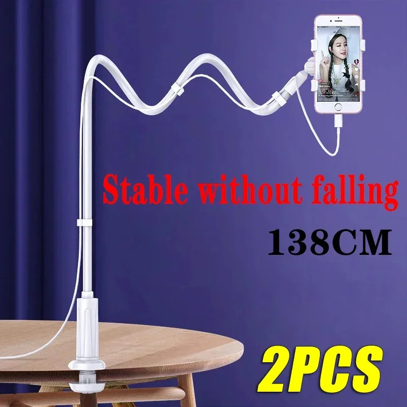 

138cm Cell Phone Holder with Handle Desktop Holder Bedside Extension Holder Creative Spiral Holder Straight Stands