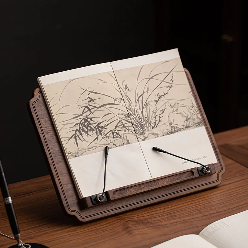 

Black Walnut Wood Book Stand Multifunctional Laptop Holder Adjustable Desktop Tablet Stand Ideal Study Reading Rack for Desk