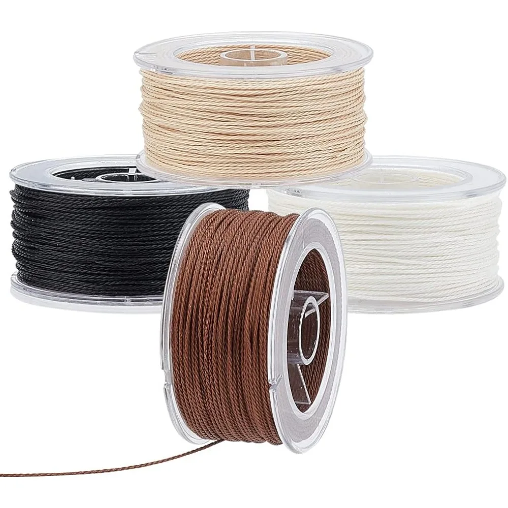 

180m/196 Yards 1mm Waxed Polyester Cord 4 Colors Beading String Jewelry Thread Braided Cord for Bracelet Necklace Jewelry