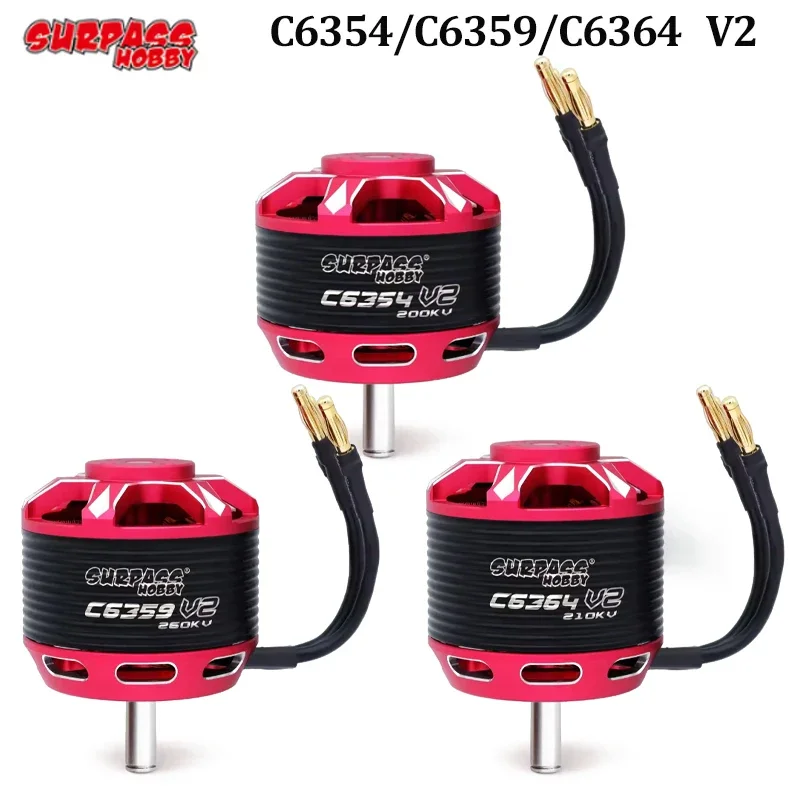 

SURPASS HOBBY Бесщеточный двигатель 3-6S C6354/C6359/C6364 V2 для радиоуправляемого самолета-мультикоптера Бесщеточный двигатель Outrunner