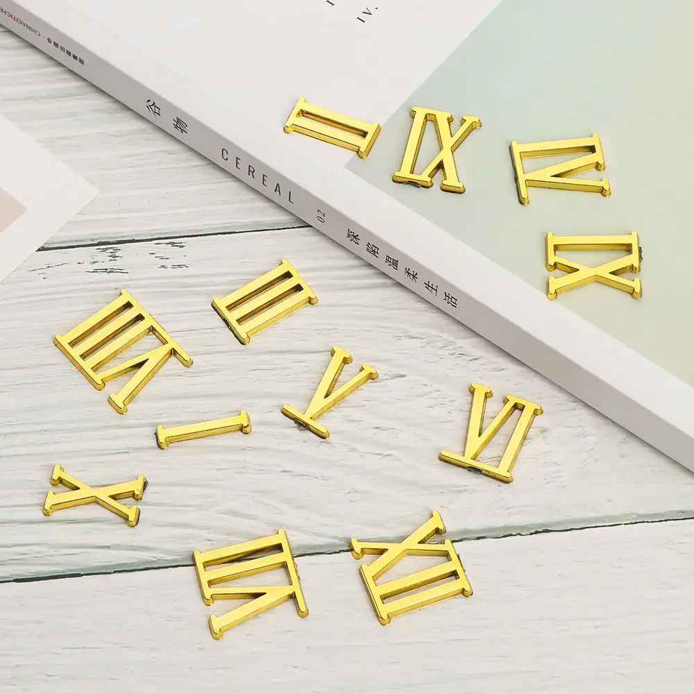 1 Set DIY Arabic Number Quartz Clock Parts Clock Numerals Accessories Silver Gold Roman Numerals Restore Digital Repair Tools
