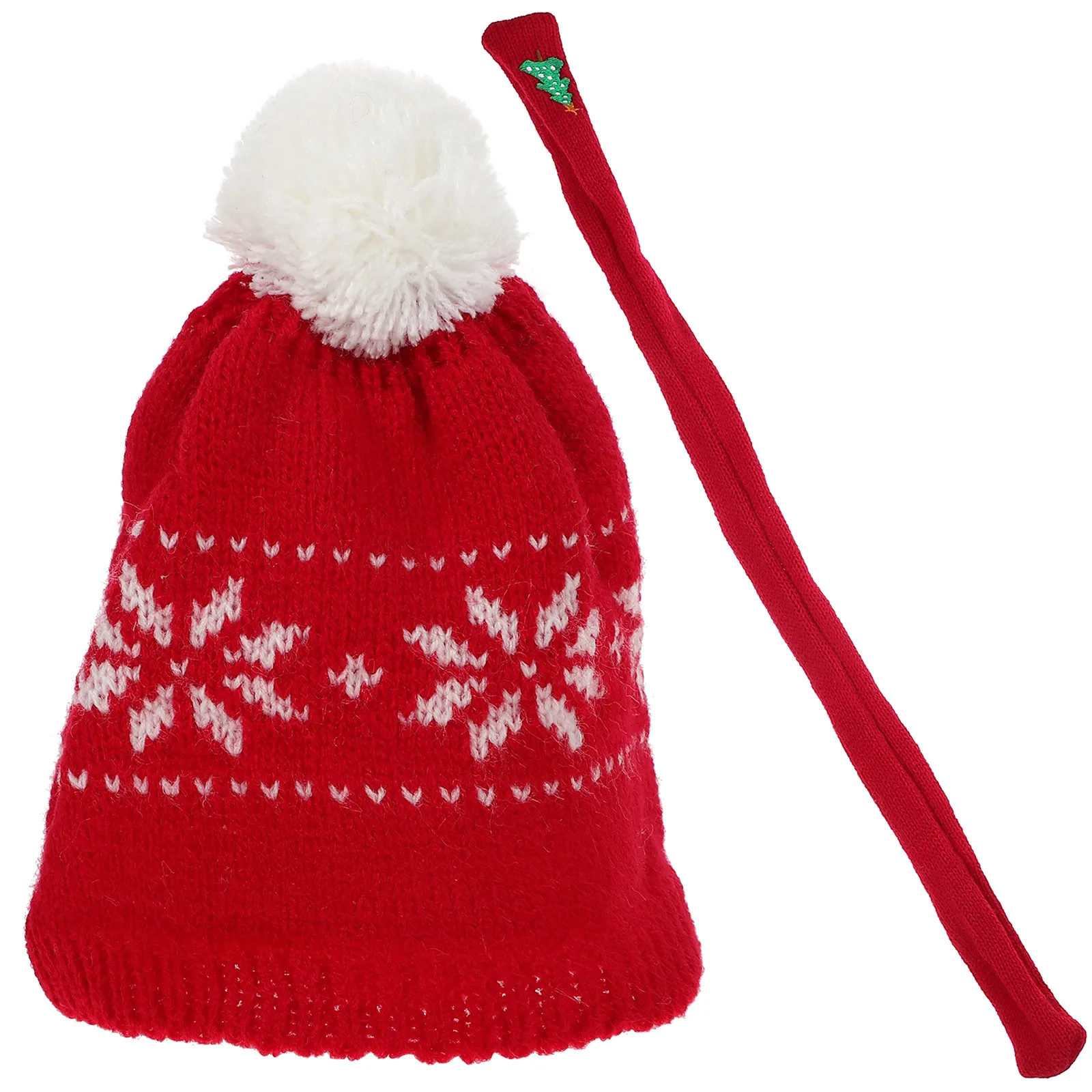 

1Set Mini Snowman Hat Scarf Combo Festive Knit Design for Christmas Party Decoration DIY Ornamental Accessory Mini Knitted Hat