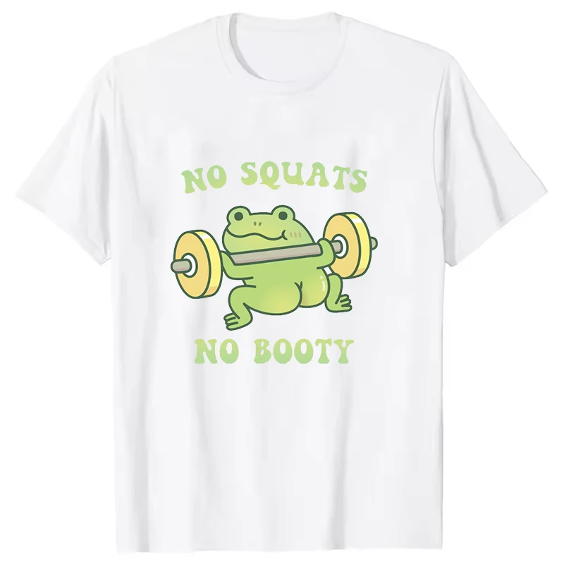 No Squats No Booty Letter Pattern T-shirts Men Women Unisex Casual Loose Round Neck Creative Personalized Shirts Street Harajuku