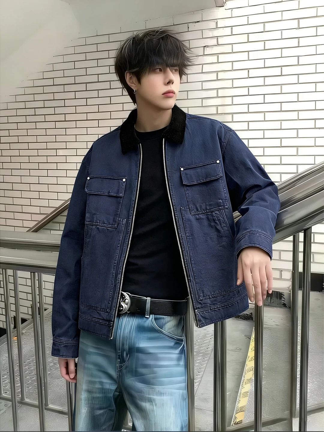 

Мужская джинсовая куртка из чистого хлопка Waed, в стиле Detroit Workwear, короткая, весенняя, в американском стиле, повседневная верхняя одежда, молодежная мода