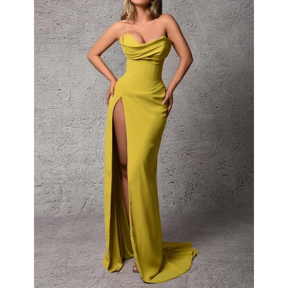 

Новый стиль милое вечернее платье без рукавов для женщин Русалка с разрезом по бокам длиной до пола, платье для выпускного вечера